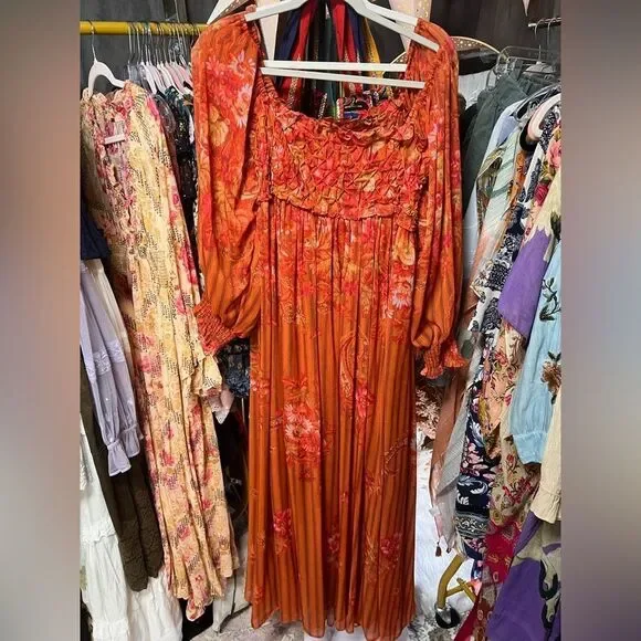 Free People Angel Eyes Maxi Dress in Brown NWOT